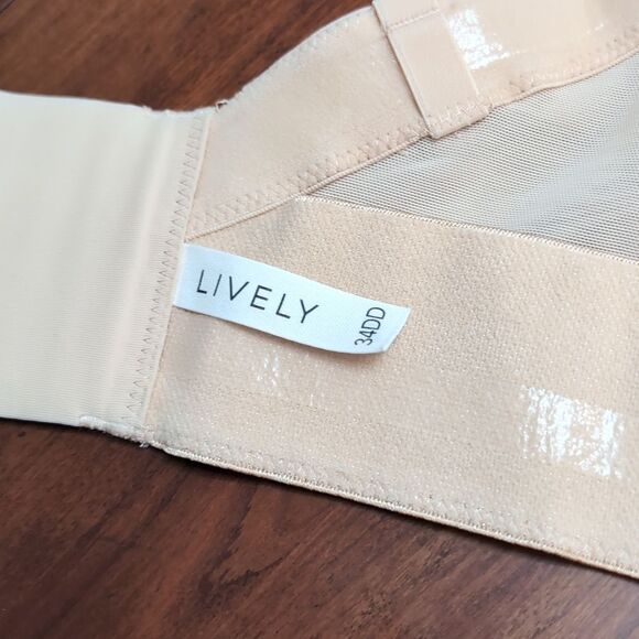 Lively Bra Size 34DD The Low Back Strapless Cream Beige Long Line Boned Bustier - Picture 14 of 16